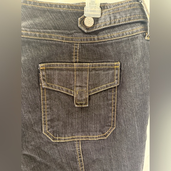 Bum Equipment Capri Jeans Women 14 Denim Missy Dark Blue/heather blk - Picture 6 of 9